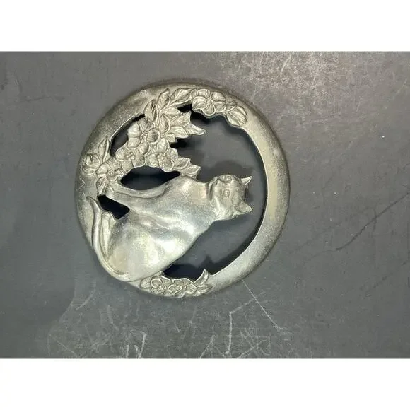 Vintage Seagull Potpourri Jar Lid Pewter Cat/flowers 1988, Canada - Picture 4 of 8